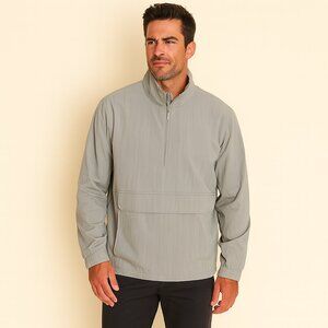 New $120 Kenneth Cole Technical Woven Windbreaker Anorak Jacket Men's Med Gray